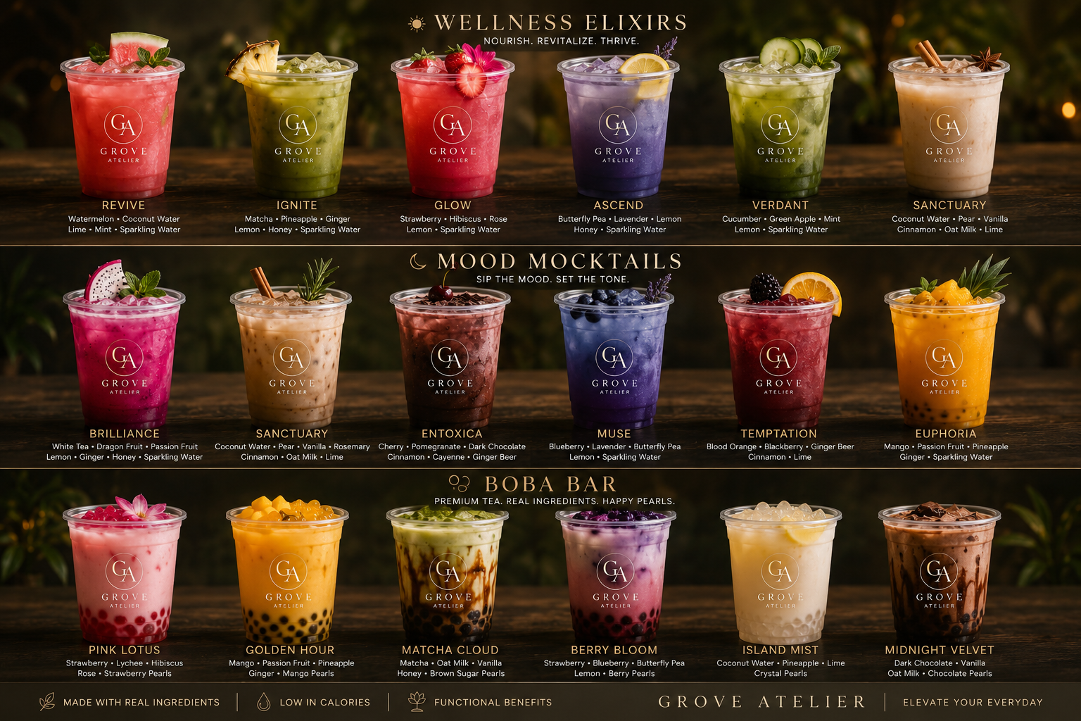Wellness Elixirs, Mood Mocktails & Boba Bar